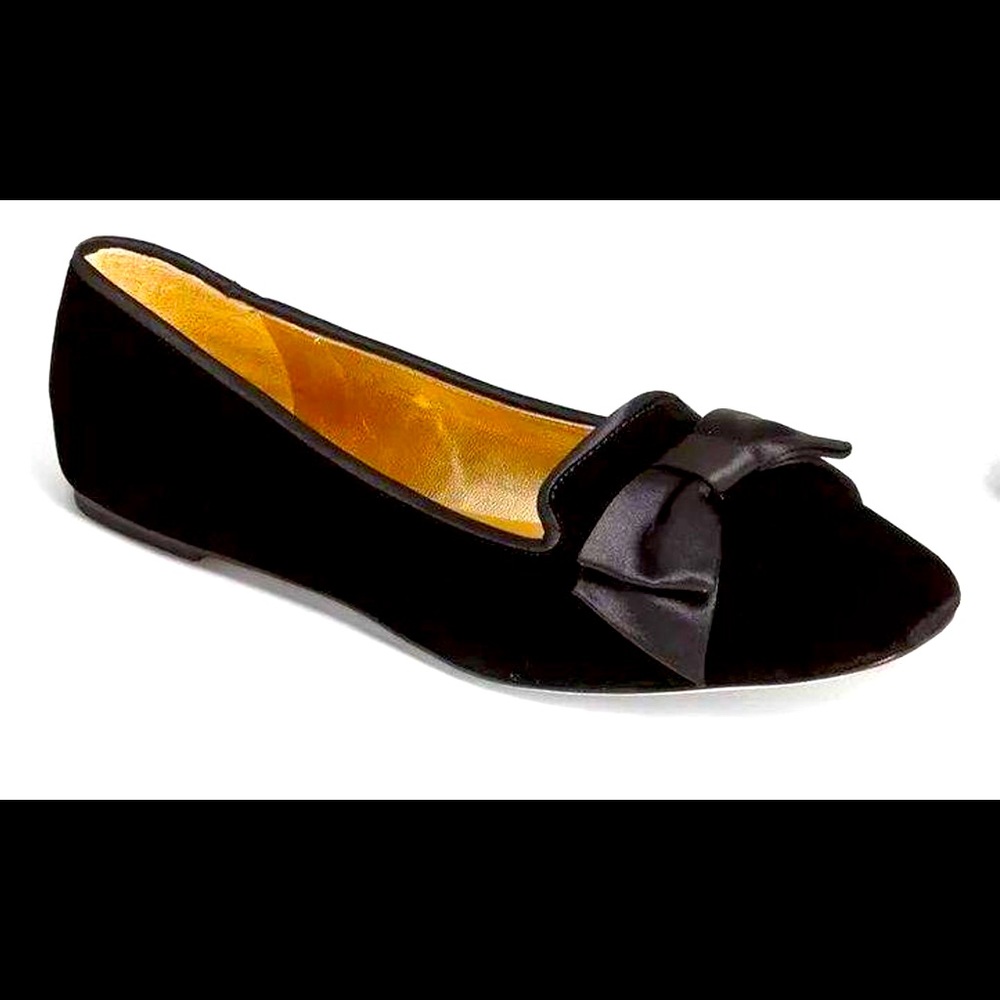Kate Spade Black velvet bow loafers